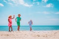 Kids dance on beach Royalty Free Stock Photo