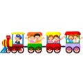 Happy kids cartoon on a colorful train Royalty Free Stock Photo