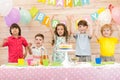 Happy kids celebrating birthday holiday Royalty Free Stock Photo