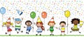 Happy kids celebrating birthday party - children illustration Royalty Free Stock Photo