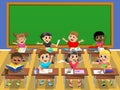 Happy kids children desk school blank blackboard Royalty Free Stock Photo