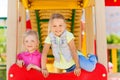 Happy kids on children playground Royalty Free Stock Photo