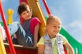 Happy kids on children playground Royalty Free Stock Photo