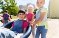 Happy kids on children playground Royalty Free Stock Photo