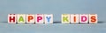 Happy kids colorful abc letter game toy text cubes banner