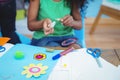 Happy kids doing arts and crafts together Royalty Free Stock Photo