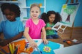 Happy kids doing arts and crafts together Royalty Free Stock Photo