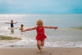 happy kids enjoy beach vacation, boy and girls have fun Royalty Free Stock Photo