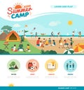 Happy kids enjoying summer camp together on the beach Royalty Free Stock Photo