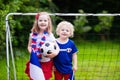 Happy kids, French football supporters Royalty Free Stock Photo