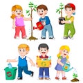 Happy Kids Gardening Illustrations