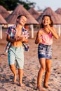 Happy kids having fun on the beach Royalty Free Stock Photo