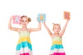 Happy kids holding alphabet letters ABC Royalty Free Stock Photo