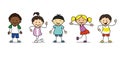 Happy kids illustration playing and dancing children, vector Royalty Free Stock Photo