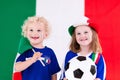 Happy kids, Italy football supporters