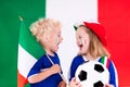 Happy kids, Italy football supporters