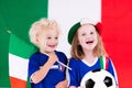 Happy kids, Italy football supporters