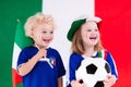 Happy kids, Italy football supporters