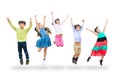 kids jumping in air over white background