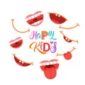 Happy Kids Logo Kindergaten Or School For Cheerful Children Banner