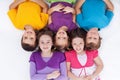 Happy kids lying on the floor Royalty Free Stock Photo