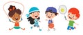 Happy Kids Making Various Sports Royalty Free Stock Photo