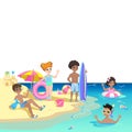 Happy kids play on the beach Royalty Free Stock Photo