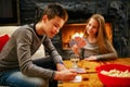 Kids playing card game at home Royalty Free Stock Photo