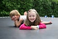 Happy kids playing together outdoor. Royalty Free Stock Photo