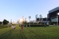 happy Kids racing at Tamar Park, hong kong 27 Nov 2020 Royalty Free Stock Photo