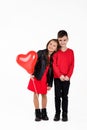 Happy kids with red heart balloon Royalty Free Stock Photo