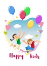 Happy Kids Rejoice Holiday Cartoon Vector Concept Royalty Free Stock Photo