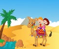 Happy kids riding camel Royalty Free Stock Photo