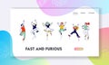 Happy Kids Stand in Row Dancing and Jumping Website Landing Page. Little Children Rejoice on Summer Time Vacation Royalty Free Stock Photo