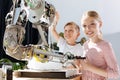 Happy kids taking part in the construction of robot Royalty Free Stock Photo