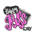 Happy kiss day calligraphic lettering poster.