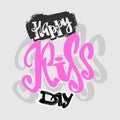 Happy kiss day calligraphic lettering poster.