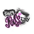 Happy kiss day calligraphic lettering poster.