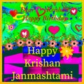 Happy Krishan Janmashtami Or Happy Janmashtami Beautiful Colorful Designed Background Illustration Image.