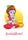 Happy Krishna Janmashtami greeting card.