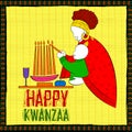 Happy Kwanzaa greetings for celebration of African American holiday festival harvest