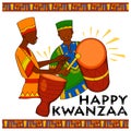 Happy Kwanzaa greetings for celebration of African American holiday festival harvest