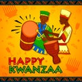 Happy Kwanzaa greetings for celebration of African American holiday festival harvest