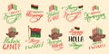 Happy Kwanzaa hand lettering, drawn set in vector Royalty Free Stock Photo