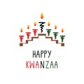 Happy Kwanzaa. A kinara with seven candles Royalty Free Stock Photo