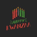 Happy Kwanzaa lettering, seven candles for Kinara