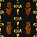 Happy Kwanzaa. Seamless pattern with kinaras. Traditional Kwanzaa symbols. Print for textile, wallpaper, covers, surface. Retro