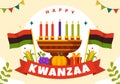 Happy Kwanzaa Vector Illustration with Mazao, Zawadi, Mkeka, Kinara, Gifts, Cup, Candles in Traditional Holiday African Symbol