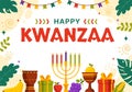 Happy Kwanzaa Vector Illustration with Mazao, Zawadi, Mkeka, Kinara, Gifts, Cup, Candles in Traditional Holiday African Symbol