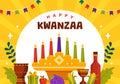 Happy Kwanzaa Vector Illustration with Mazao, Zawadi, Mkeka, Kinara, Gifts, Cup, Candles in Traditional Holiday African Symbol